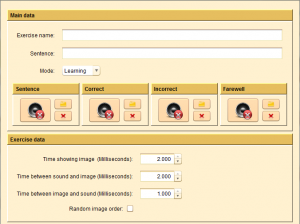 Exercise configuration panel.