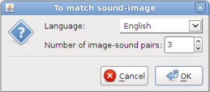 Language selection and pairs number panel.